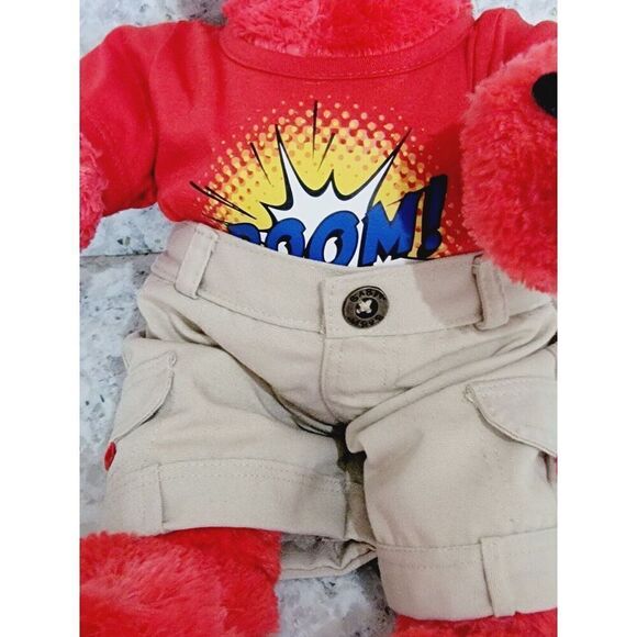 Build A Bear Workshop Red Dinosaur 2012 Raptor Plush Red Boom Shirt 16" - Picture 3 of 9